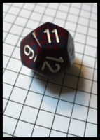 Dice : Dice - 12D - Blue and Red Speckled With White Numerals